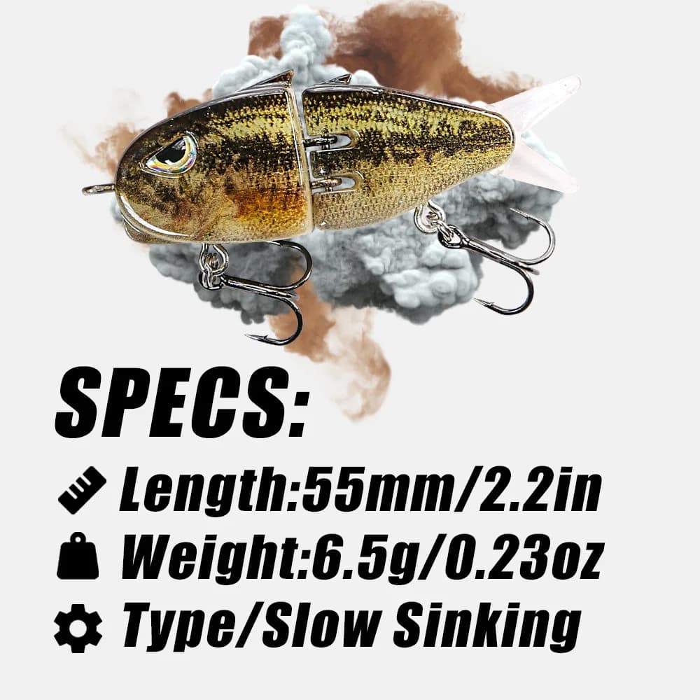 Mini Ultralight Multi Jointed Swimbait Pencil Lure Slow Sink Bridge Fishing Hard Bait Freshwater for Bass Trout Perch Bluegill