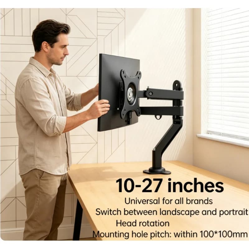 Supporto universale da parete per TV da 14-24'' 20 ° Inclinabile a 360° ° Supporto Girevole per Monitor di Computer, per Uso Domestico e in Ufficio