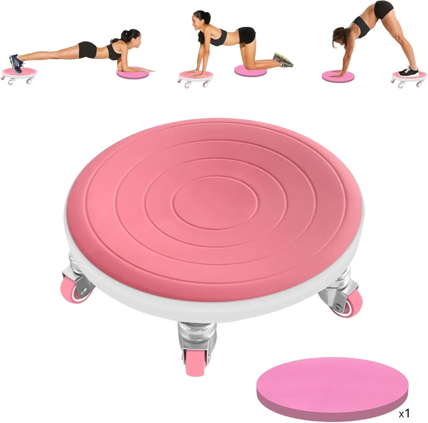 6 Caster Ab Roller, Ab Exercise Equipment with Knee Pads, Ab Roller Wheel for Core Exercise, Abdominal Strength Training for Hom