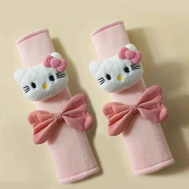 Kawaii Hello Kitty Car Safety Belt Cover Sanrio Adjustable Seat Belt Cover Shoulder Strap Cover Car Shoulder Protector Pad Gifts