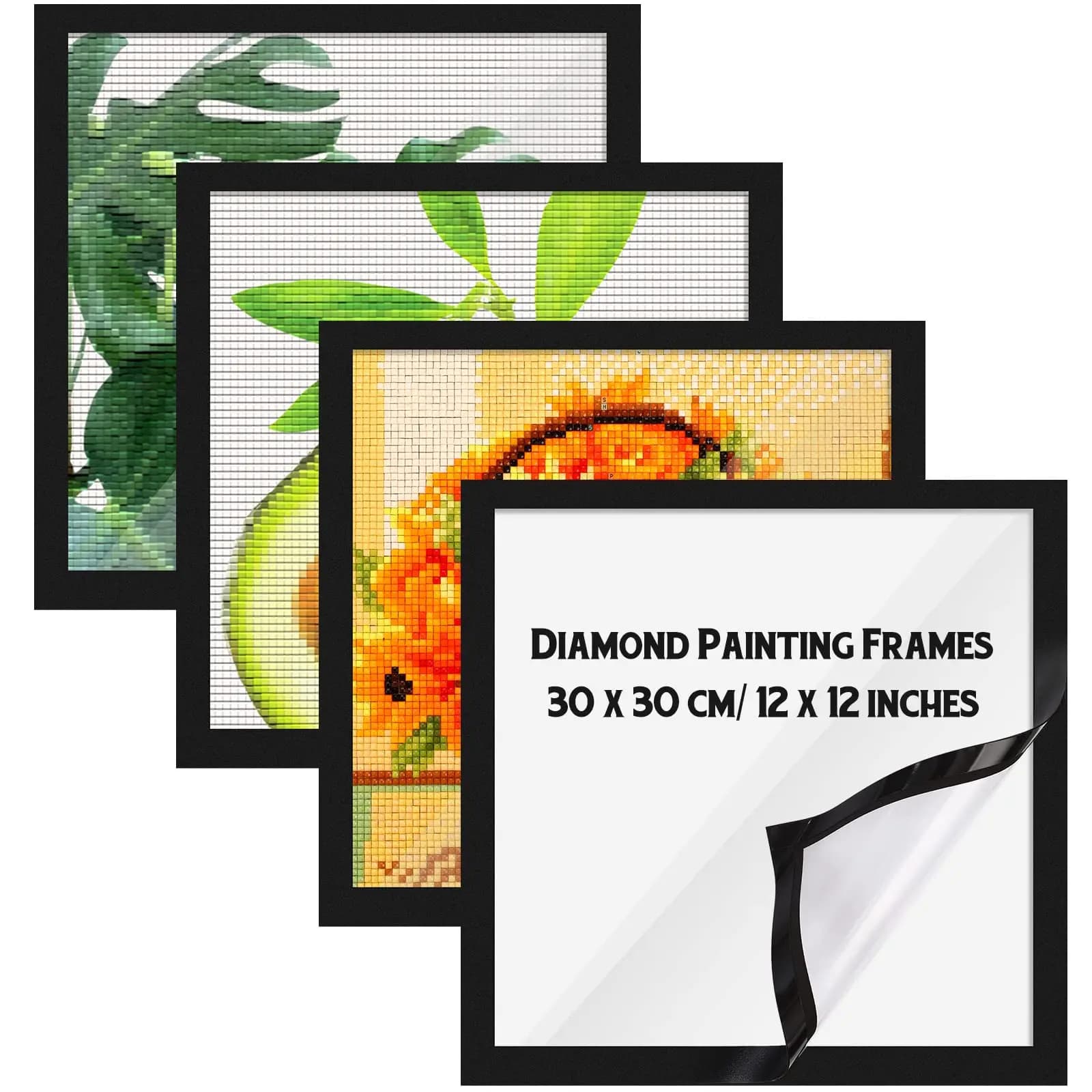2 pezzi cornici per arte con diamanti magnetiche 12x12/12x16 pollici per dipingere immagini cornici per pittura con diamanti autoadesive