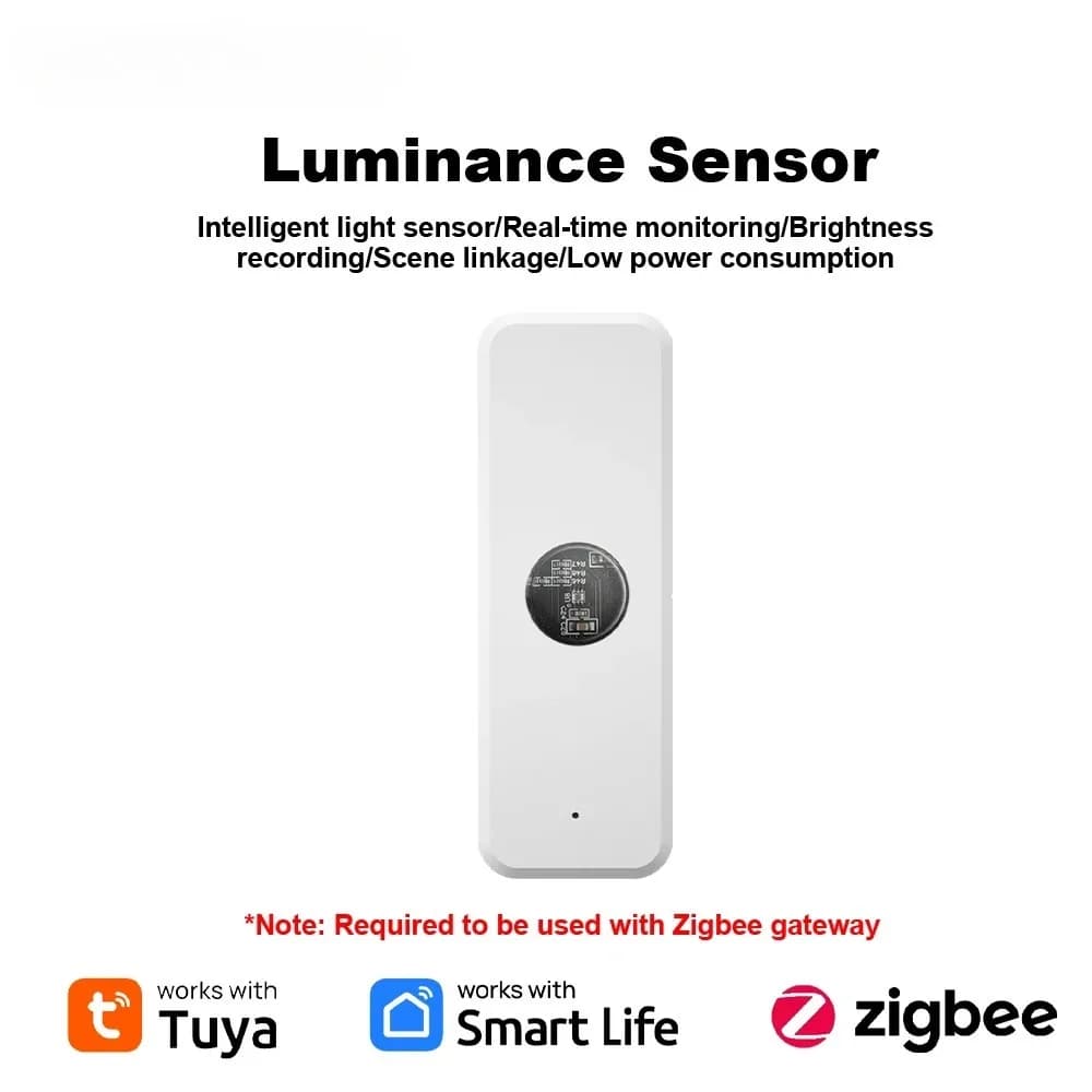 Sensore di Luminosità Tuya ZigBee, Rilevatore di Illuminazione per Domotica con Collegamento a Dispositivi Smart Life