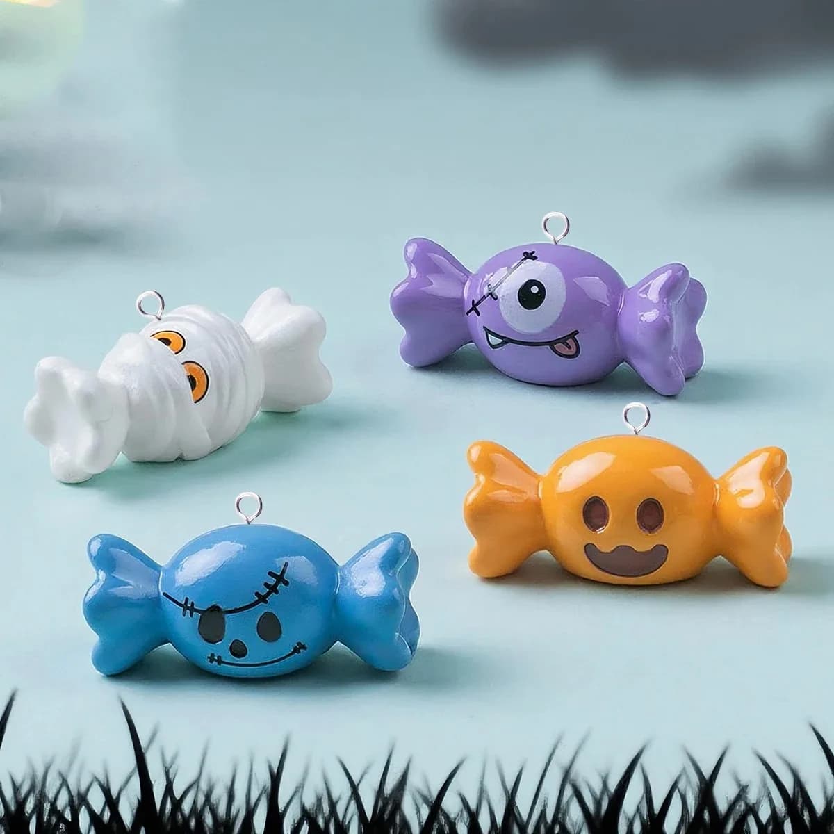 10Pcs European Halloween Candy Resin Charms Handmade Pendants For DIY Earring Keychain Jewelry Making Findings
