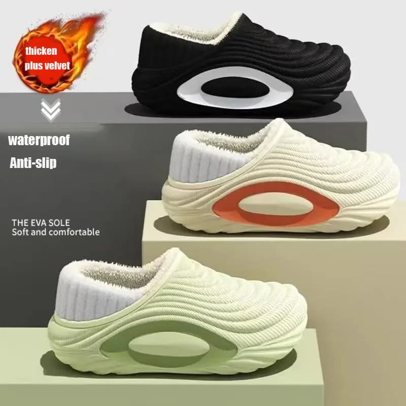 Pantofole da uomo e da donna in cotone di nuova moda inverno caldo peluche addensato pantofole antiscivolo impermeabili scarpe calde da uomo per interni ed esterni