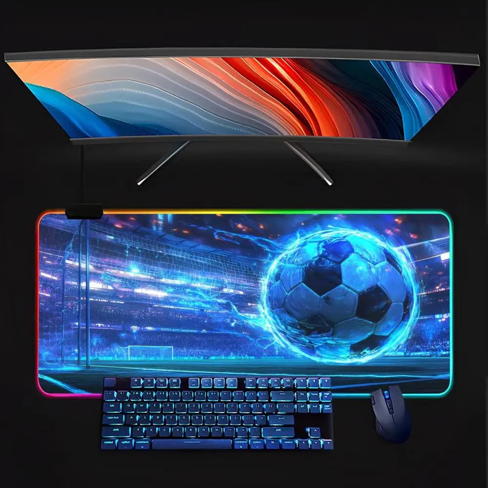 Tastiera per Mouse da calcio LED RGB Pc Gamer gomma incandescente mause Pad Cute Cartoon Gaming Computer ragazzi ragazze amici Holiday G