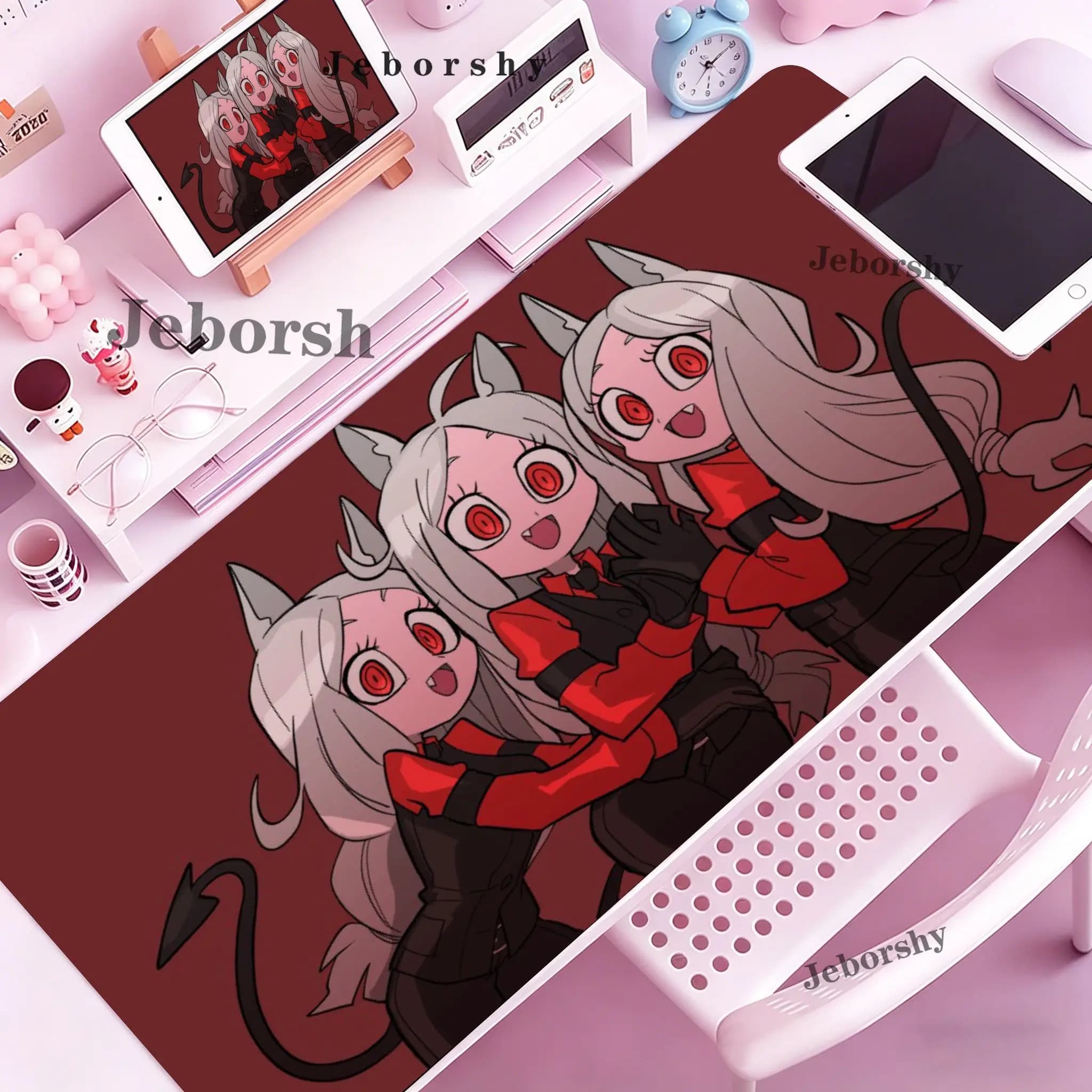 Helltaker Tappetino per Mouse Anime XXL, Tappetino da Gioco per PC, Tappetino da Scrivania Personalizzato con Bordo Bloccato per Otaku, Laptop e Notebook