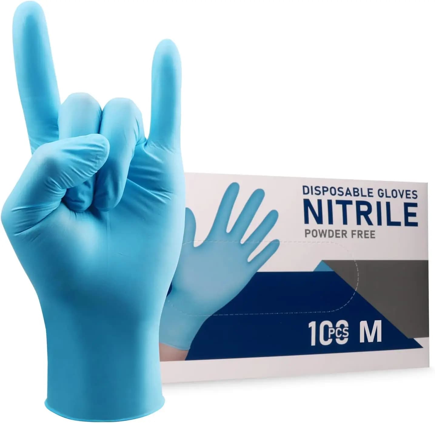 Guanti Monouso in Nitrile 4mil, Senza Polvere e Lattice, Compatibili con Touch Screen, Non Sterili, Confezione da 100