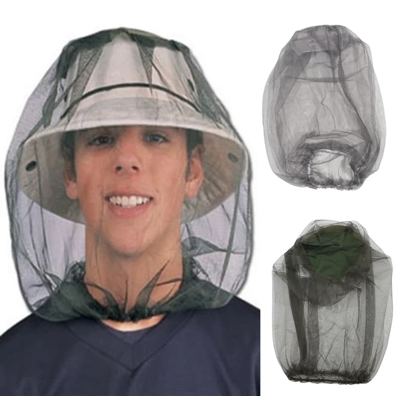 Rete per la testa dell'zanzara, cappuccio per cappello con rete per insetti contro mosche, moscerini, moscerini, protezione per insetti, maschera per la pesca notturna