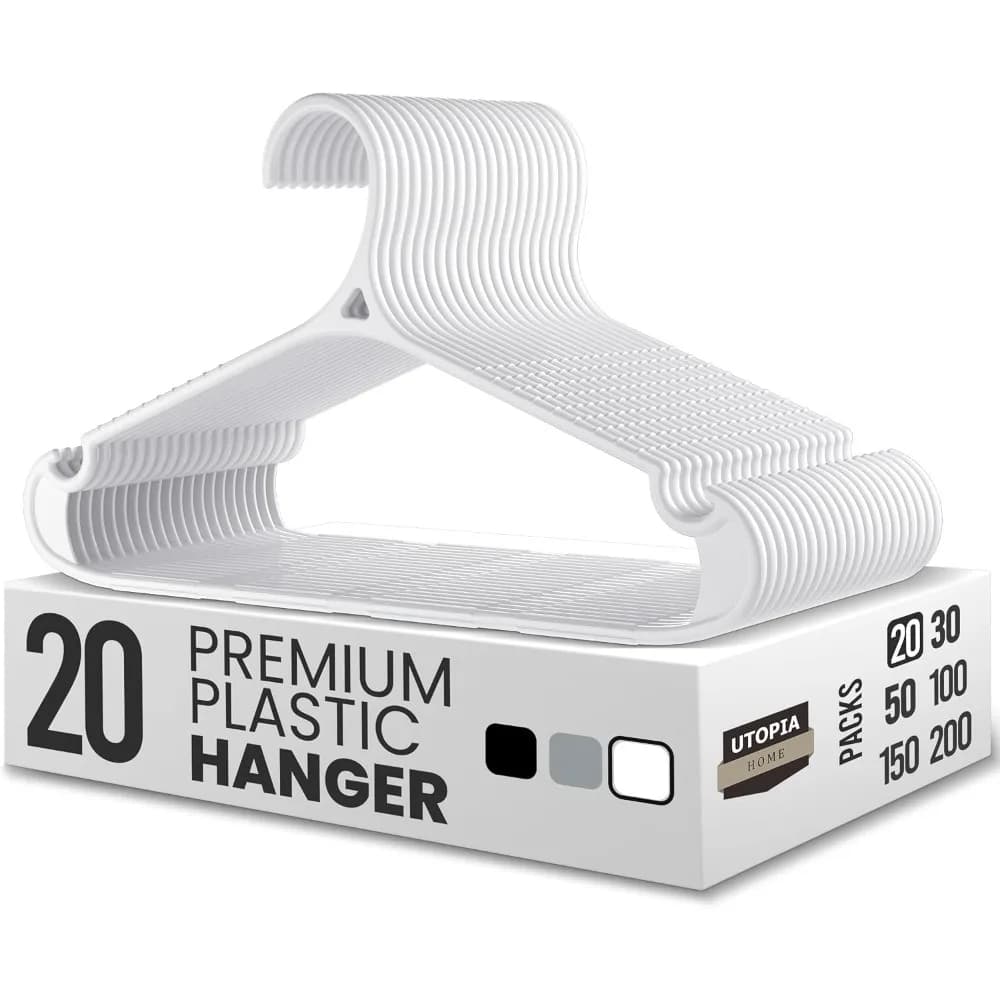 Clothes Hangers - Standard Plastic Hangers Space Saving - Durable Coat Hangers 20 Pack (White)