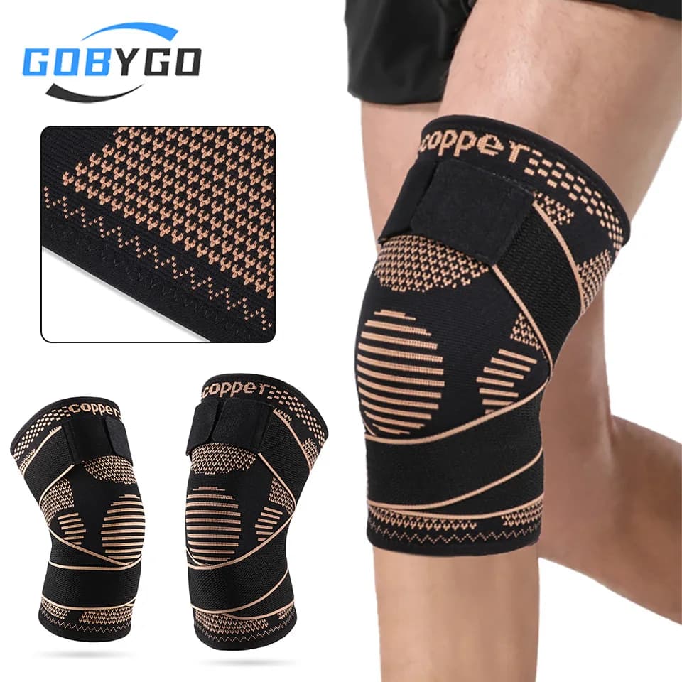GOBYGO Sporty Knee Strap With Copper Ion Strap Fitness Jumping Corda Basket Running Equipment Nylon Knit Wrap Man Woman