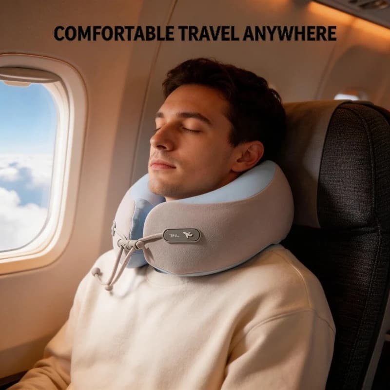Cuscino da viaggio a lento ritorno a forma di U, supporto per il collo, cuscino per pisolino, cuscino da viaggio per aereo, per ufficio e viaggi in aereo