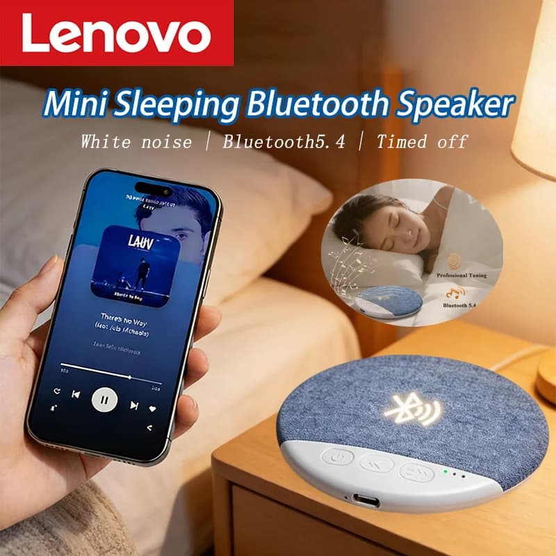 Altoparlante Bluetooth Lenovo Mini per il Sonno, Suoni Naturali, Rumore Bianco, Soundbar Wireless, Lettore Musicale MP3 Sottile con Spegnimento Programmato