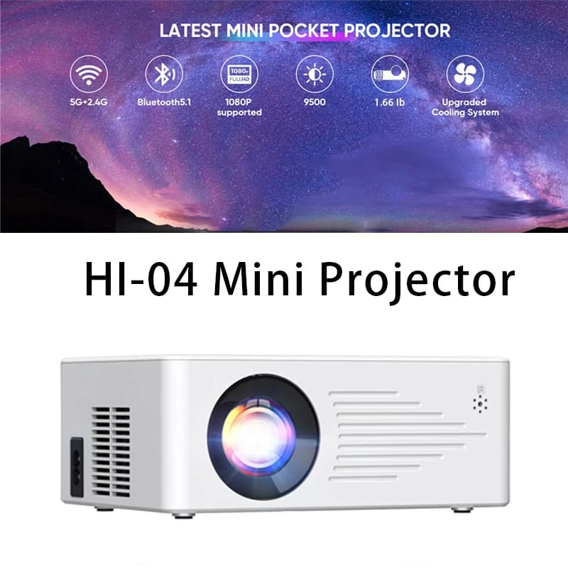 Mini proiettore per iPhone Proiettore portatile 4K HD 1080 5G WiFi/Bluetooth per iOS/Android/PC/TV Stick/HDMI/AV/USB per interni ed esterni