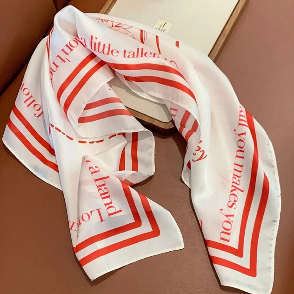 Retro Sweet Y2k Print Turban All-match Bow Printed Headscarf Chest Scarf Headband Small Square Scarf Outdoor