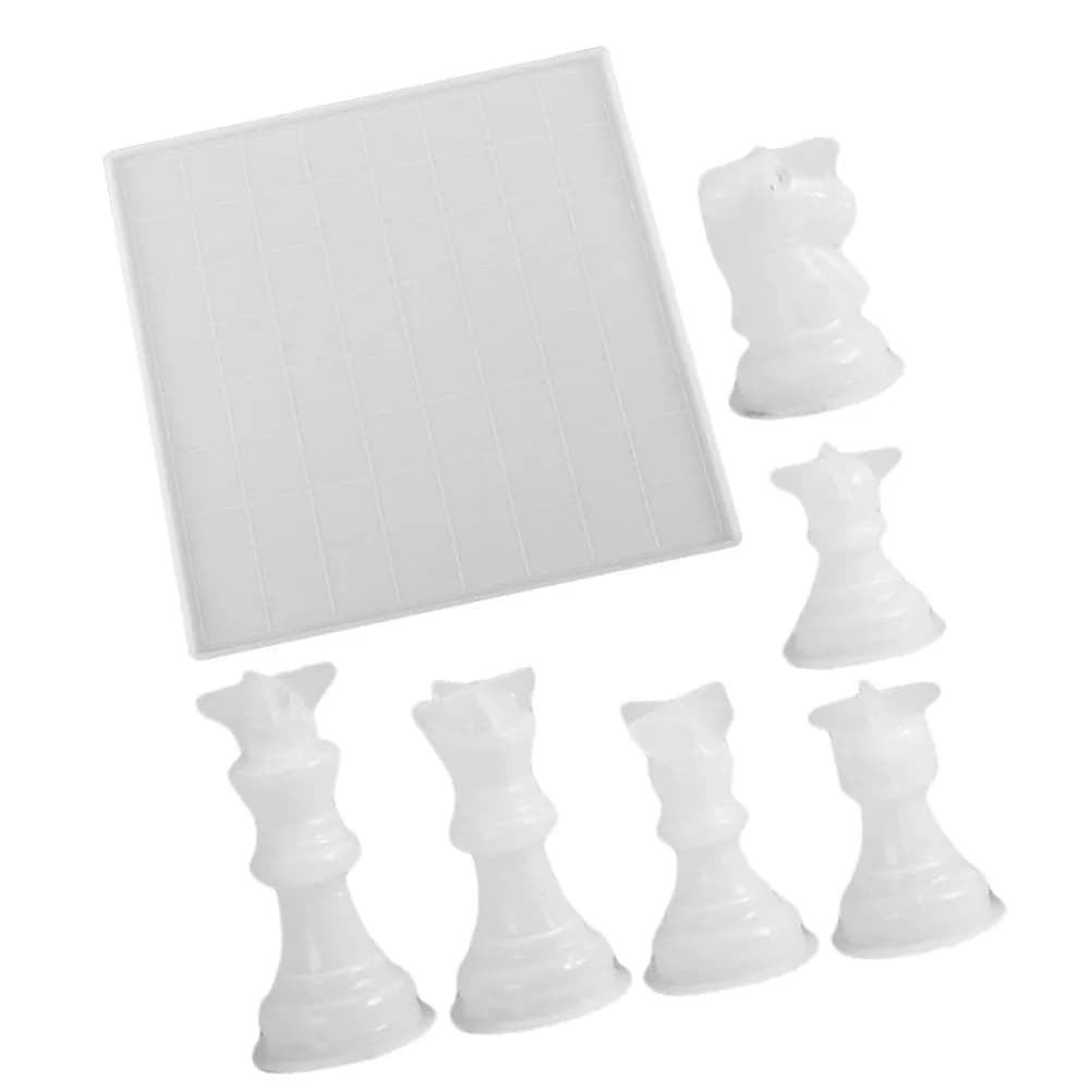 Set di Stampi in Silicone per Pezzi degli Scacchi Internazionali, Stampi per Colata Fai-da-Te per Set di Scacchi Bianco e Nero, Decorazione Artigianale Educativa