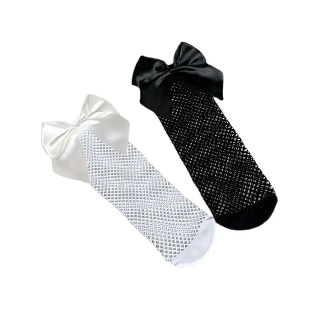 Calze a rete per bambini calze calze a rete per bambini con fiocco in raso di grandi dimensioni calze a rete per genitori e figli toddler girl sokken