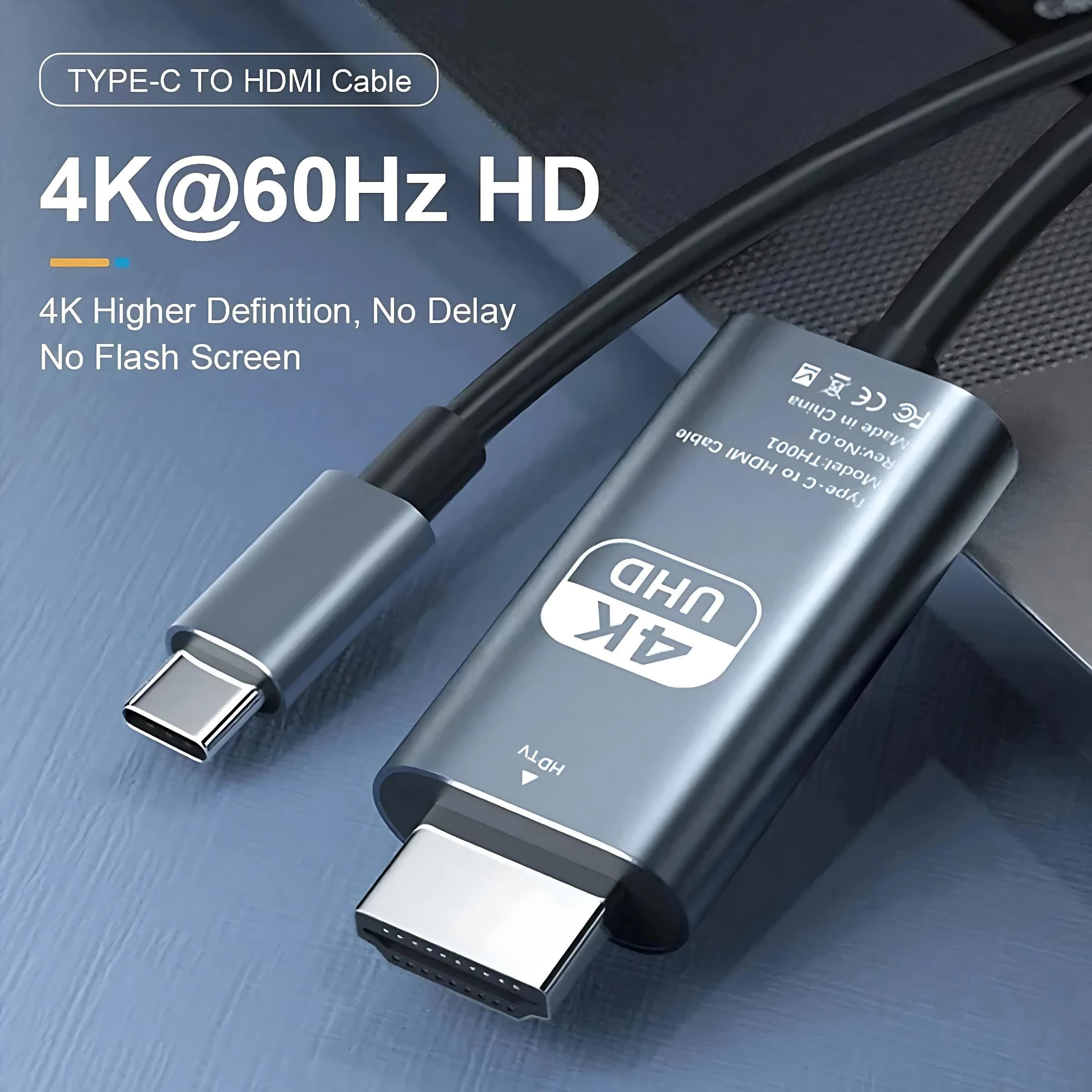 4K 60Hz/30Hz compatible USB-C cable, HDTV video conversion cable, screen mirroring cable, computer TV projection cable