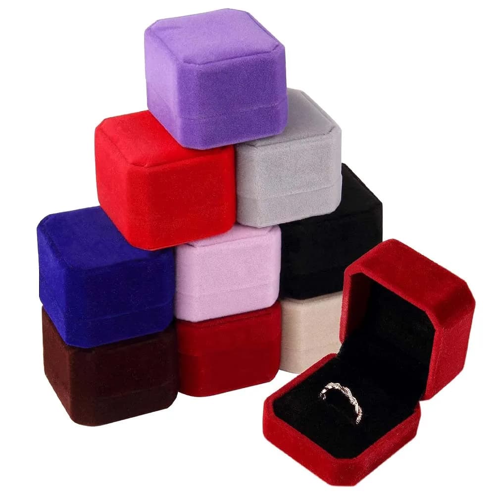 Velvet Ring Earring Box Holder For Wedding Engagement Birthday Jewelry Gift Case Storage Organizers Packaging Material Supplies