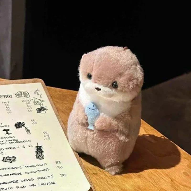 Cute Otters Holding Fish Plush Keyrings Lightweight Hanging Pendant Props For School Bag Key Wallet