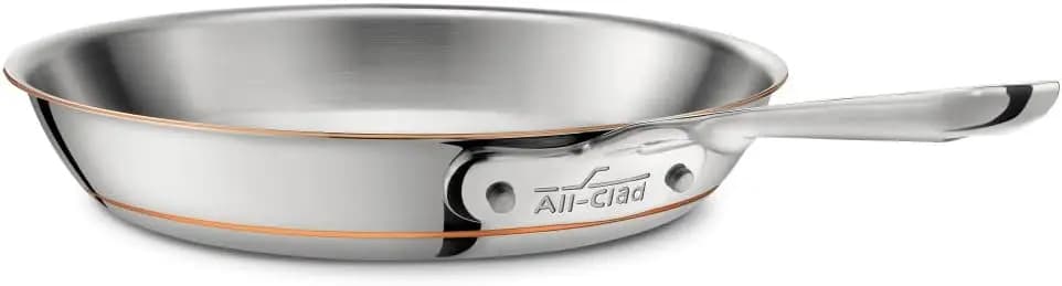Padella in Acciaio Inox a 5 Strati da 25 cm con Nucleo in Rame, Adatta per Induzione e Forno fino a 300°C ° F