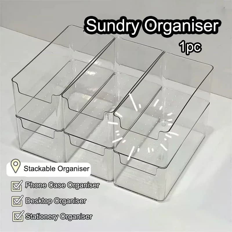 Medium Long Box Household Transparent Storage Box 1pc Desktop Plastic Organiser