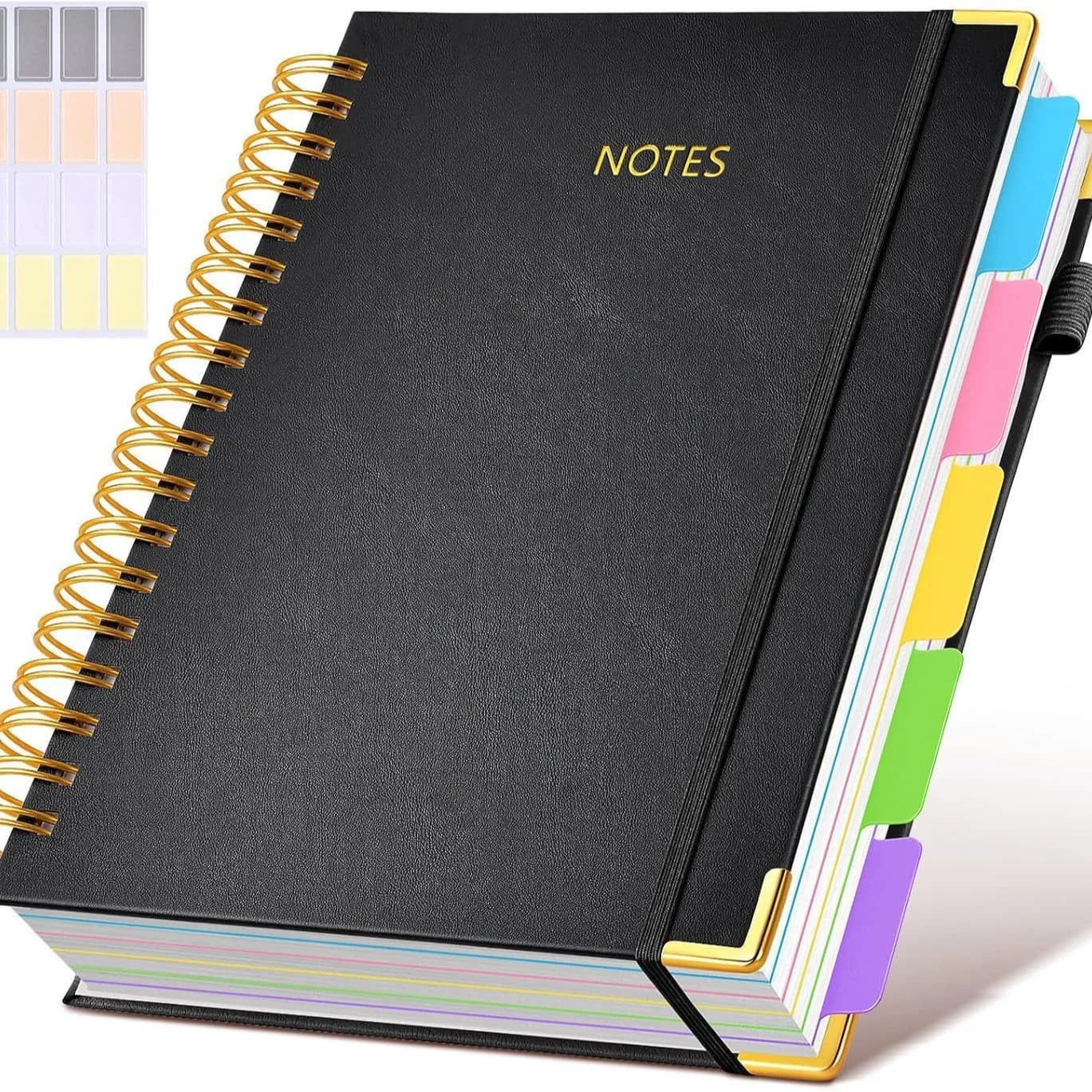 Quaderno a spirale extra large con copertina rigida - con divisori e schede rimovibili, copertina in similpelle da 300 pagine, accessori per agenda