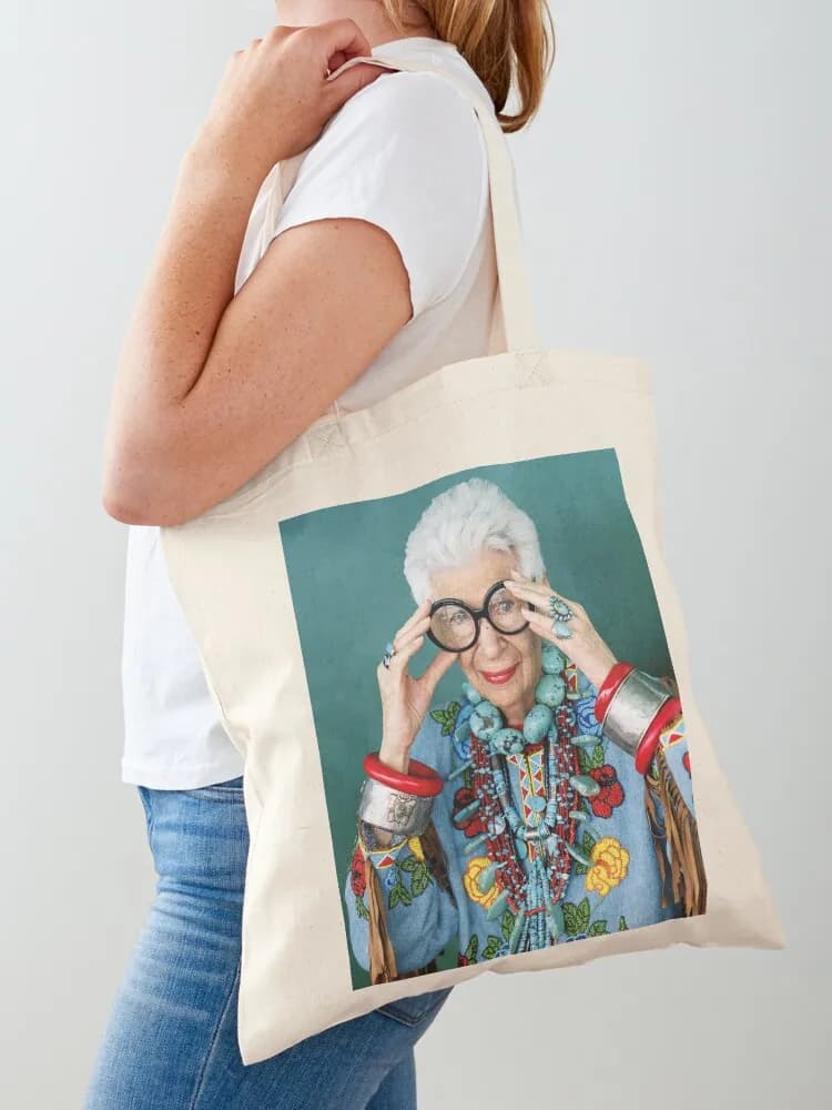 Iris-apfel divertente cartone animato, borsa tote unisex, borsa per la spesa, borse da donna