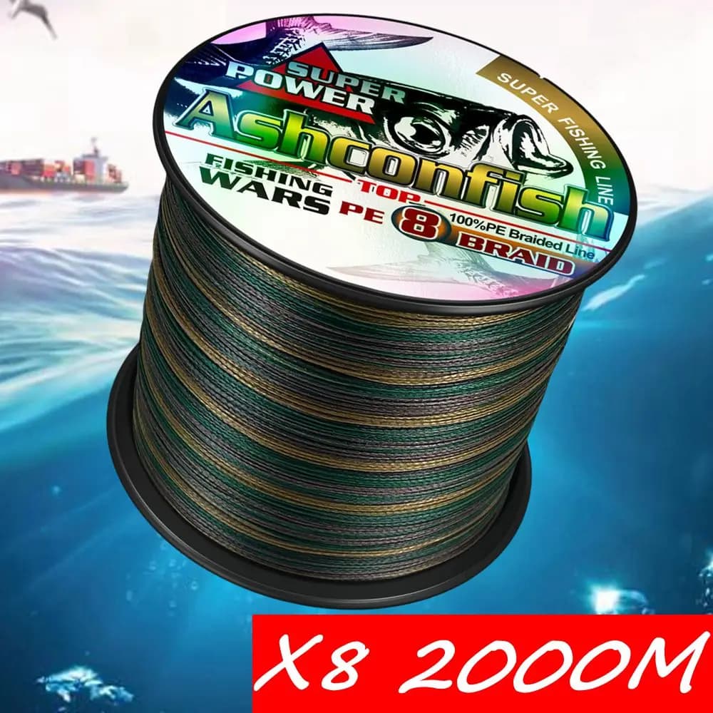 Ashconfish 2000M 8 fili lenza intrecciata 8 fili cavo da pesca corda 8 treccia PE multifilamento lenza invernale 6-300LB