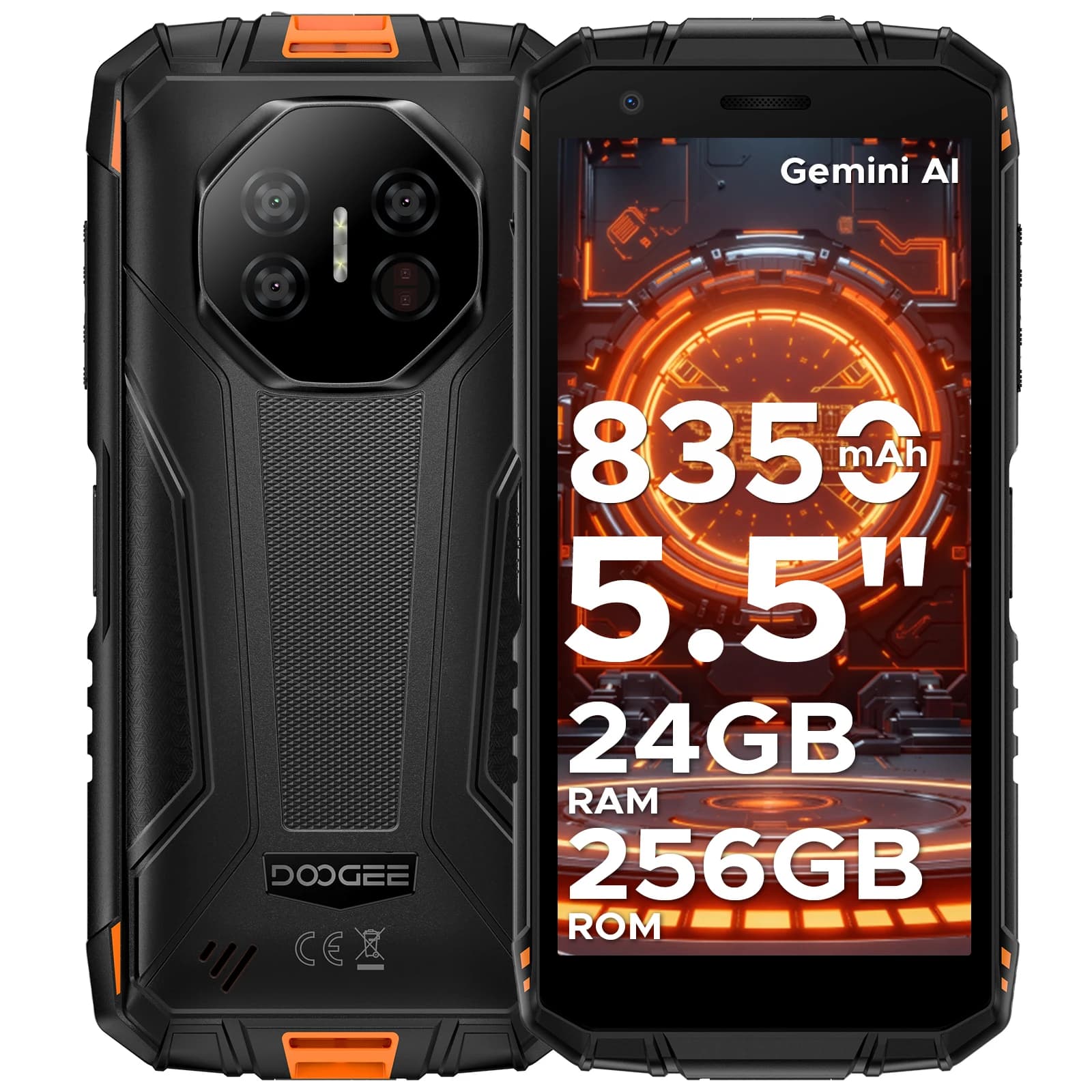 DOOGEE Fire 3 Ultra Rugged Phone Gemini AI Android 15 Batteria da 8350 mAh 24GB (6+18) 256GB UNISOC T7200 Widevine L1 NFC Smartphone