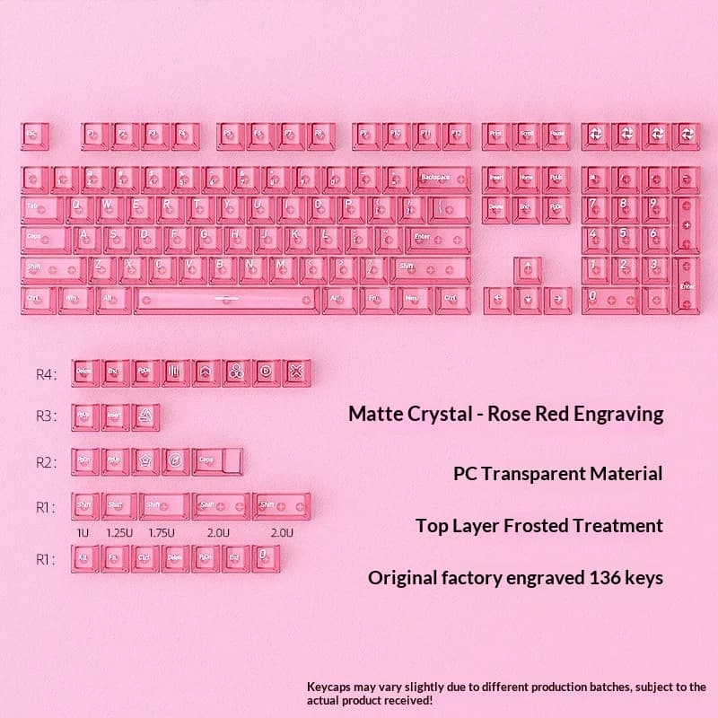 Crystal red keycap PC original factory 136 key small full set mechanical keyboard DIY engraving