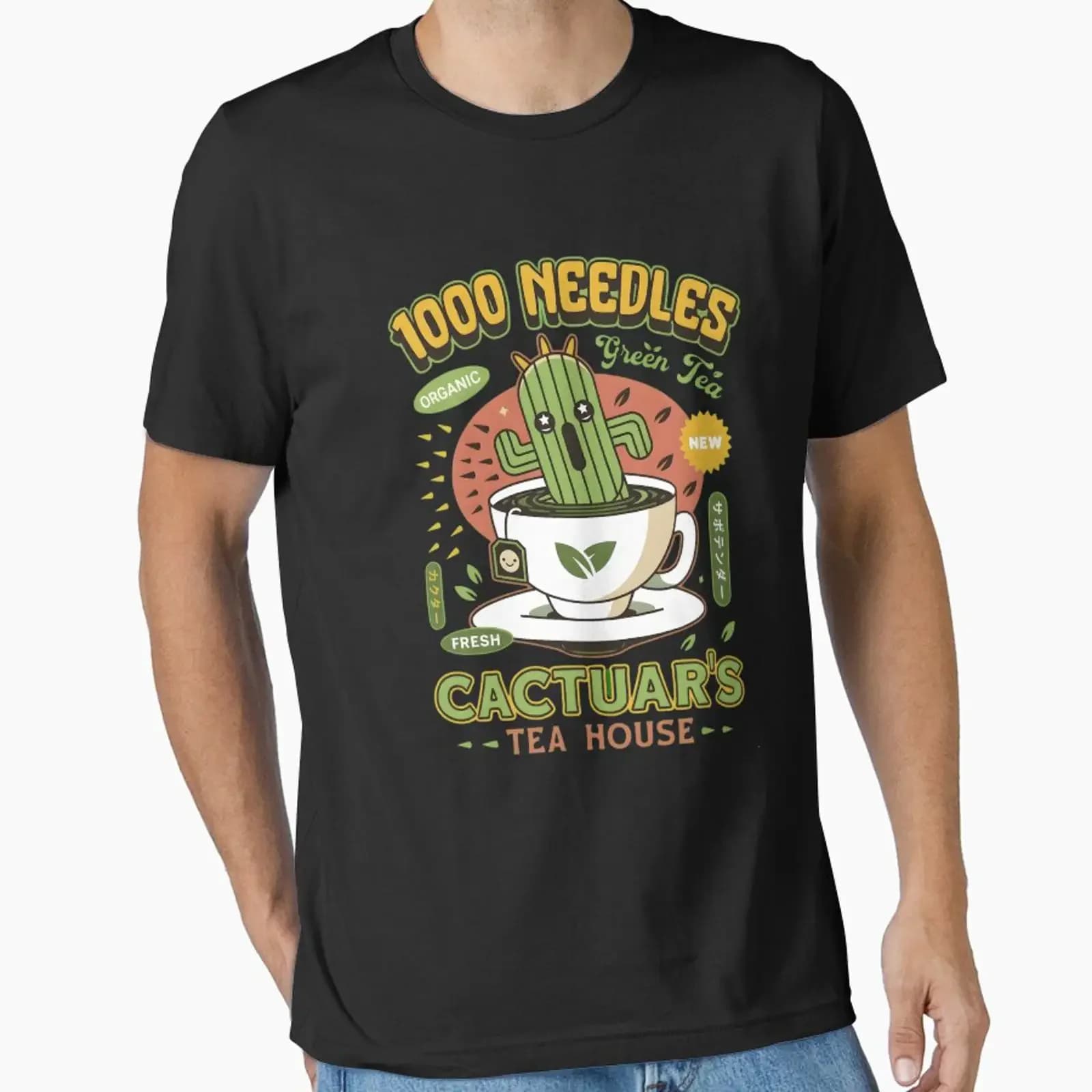 Cactuar 1000 Needles Organic Green Tea Retro Vintage Ad Essential T Shirt vintage Washed Unisex Stylish fashion graphic Casual