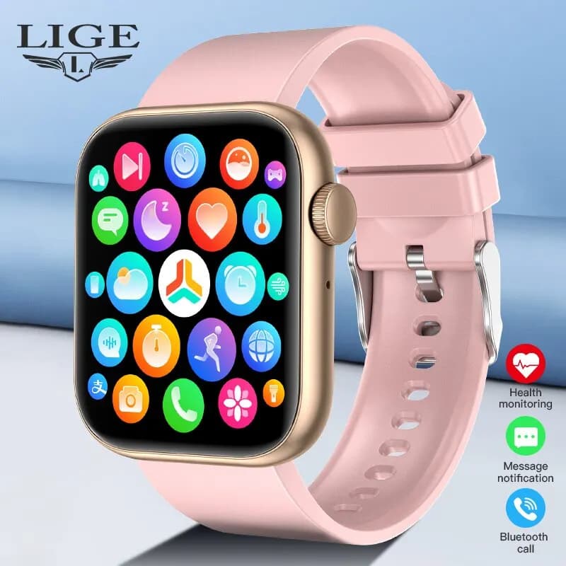 LIGE Smart Watch for Women Full Touch Screen Bluetooth Call Waterproof Sport Fitness Tracker Smartwatch Lady Reloj Mujer