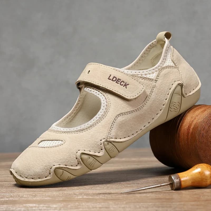 Summer Women Genuine Leather Outdoor Sports Sneakers, Hot Sale Velcro Strap Casual Walking Shoes Available in Large Sizes