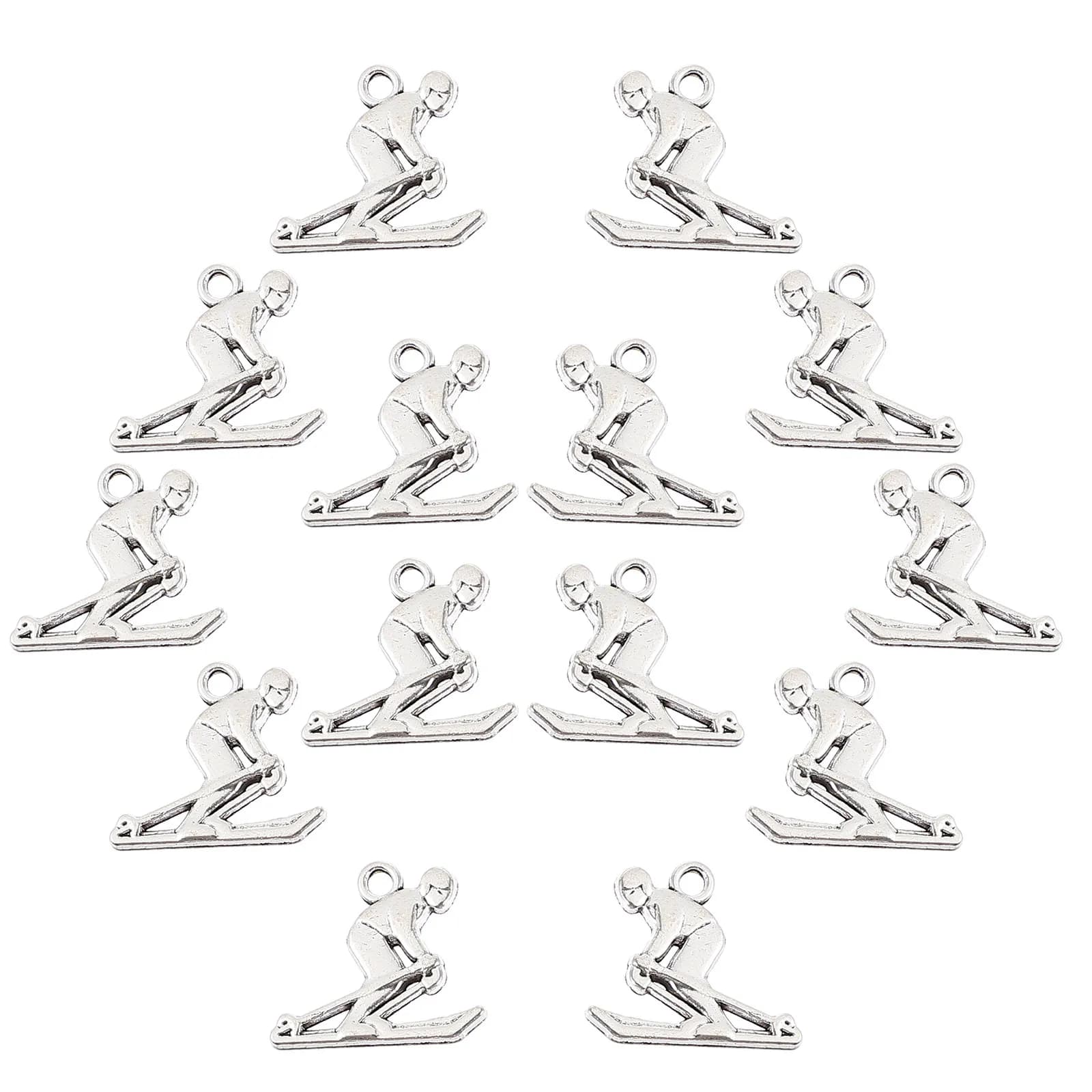 20 Pieces Ski Shape Pendants for Creation Jewelry, Bracelets, Earrings, Necklaces, Keyrings, Jewelry Accessories