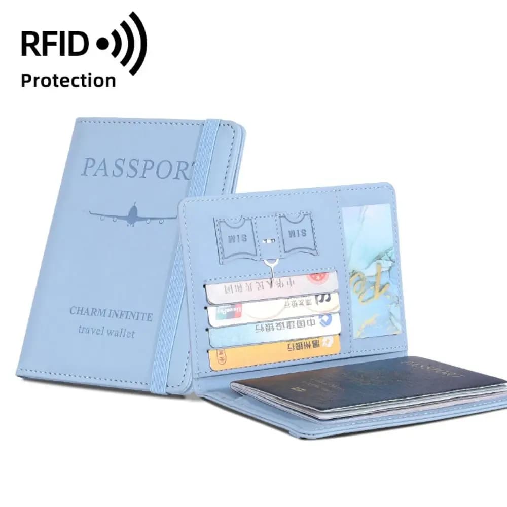 Porta Passaporto in Pelle PU con RFID, Custodia per Passaporto, Borsa Porta Documenti, Custodia Protettiva per Passaporto, Portafoglio da Viaggio
