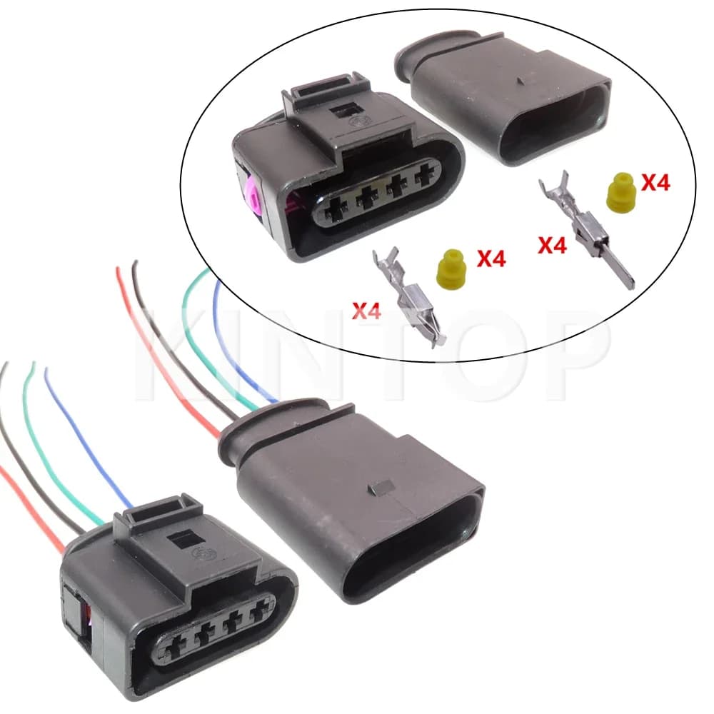 1 Set 4 Pins Plug Socket 1534159-1 638245-1 1J0973724 1J0973824 Car Ignition Coil Connector AC Assembly For VW Audi