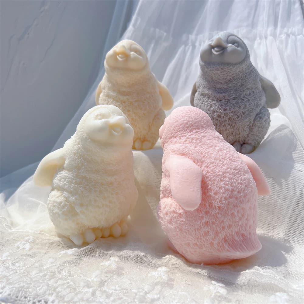 Simpatico pinguino statua candela stampo animale cera di soia stampo in silicone figurine amante degli animali decorazioni per la casa