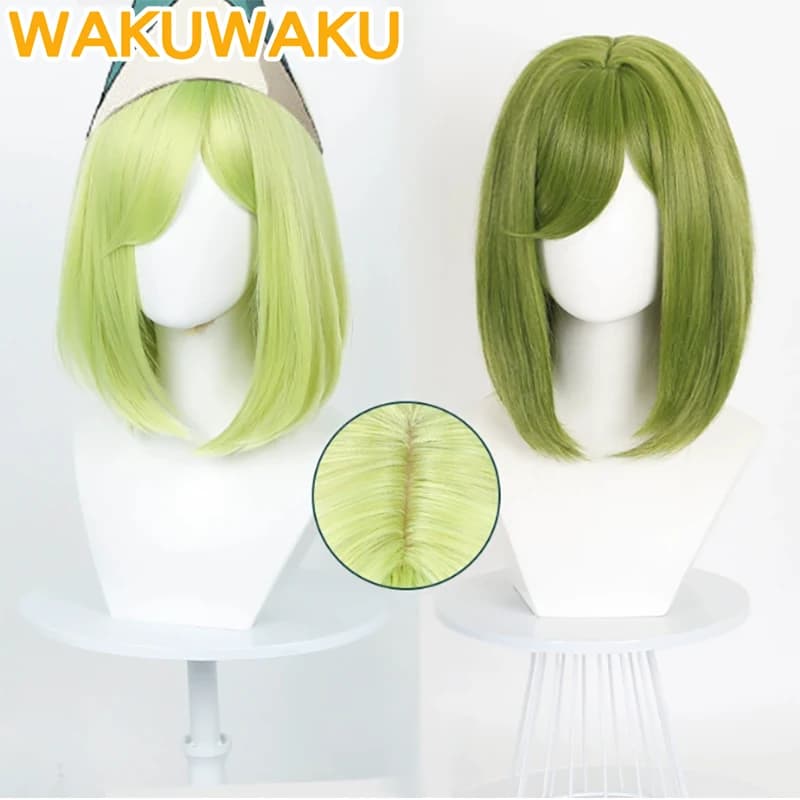 DISPONIBILE Parrucca Cosplay Coco con Cappello da Strega Anime Atelier WakuWaku, Capelli Corti Verdi per Donne, Parrucca Carina Coco con Cappuccio Gratuito, Resistente al Calore