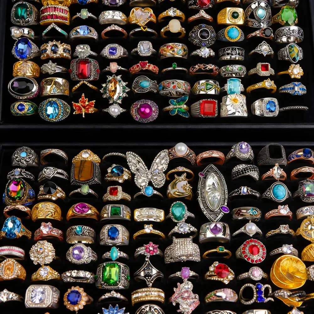 10/20/30/50Pcs/Lot Fashion Retro Hip-Hop Punk Geometry Rings For Women Men Daily Party Jewelry Gift Accessories Randomly Shipped