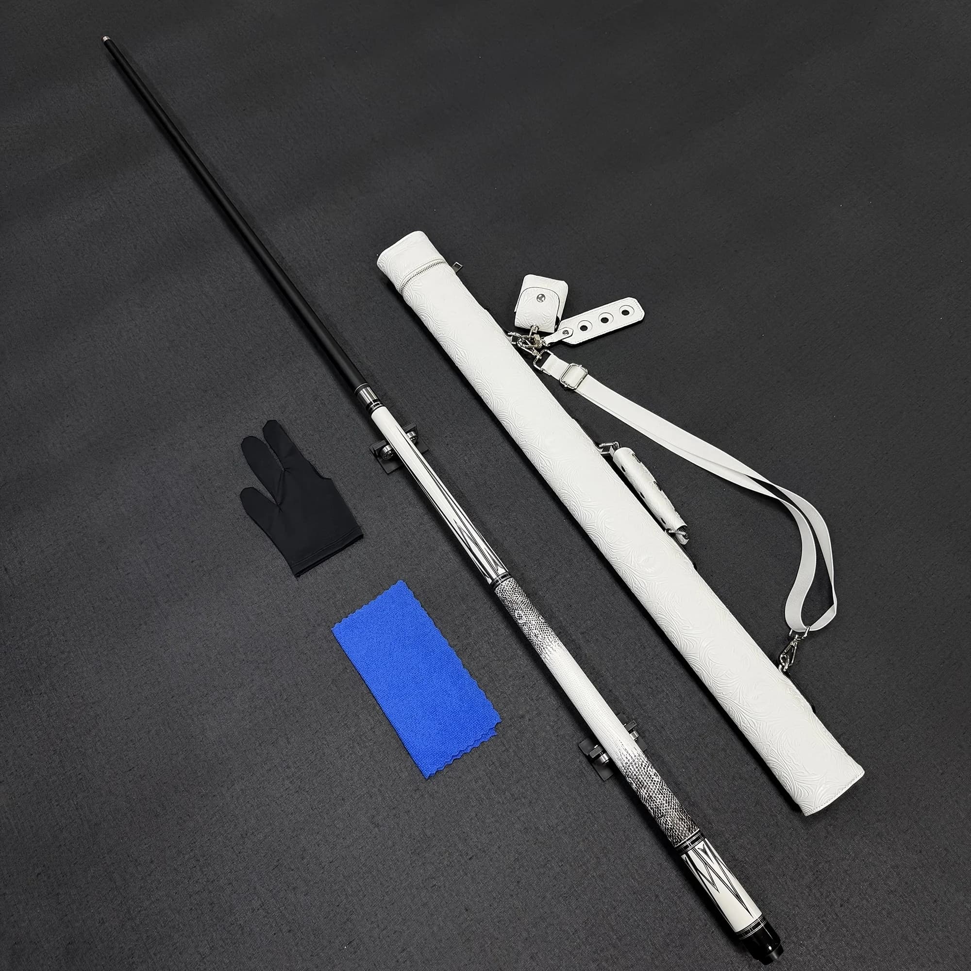 12.5mm high-tech pool cue with lizard-pattern grip, premium design, unique embossed cue cover, and complimentary gift included