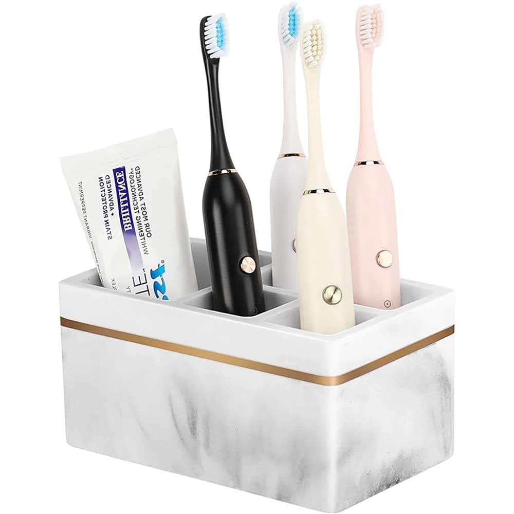 Shinowa Resin Brush Holder 5 Slots Hygienic Electric Toothbrush Holder Storage Organizer for Toothbrush