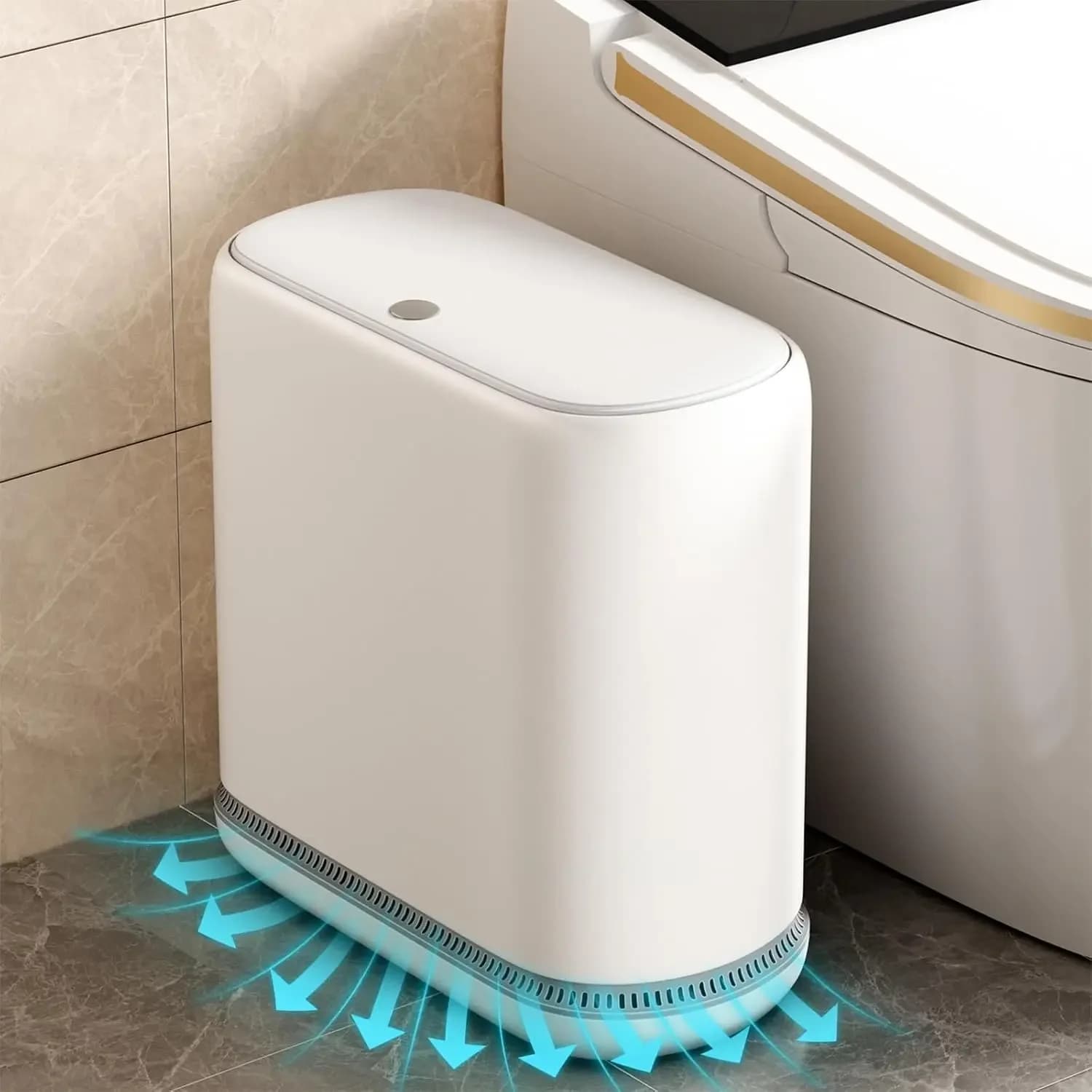 Small Bathroom Trash Can with Lid, 3 Gallon Slim Garbage Bin with Pop-Up Lid & Air-Pressure Bag Lock, Mini Waste Basket for Bath