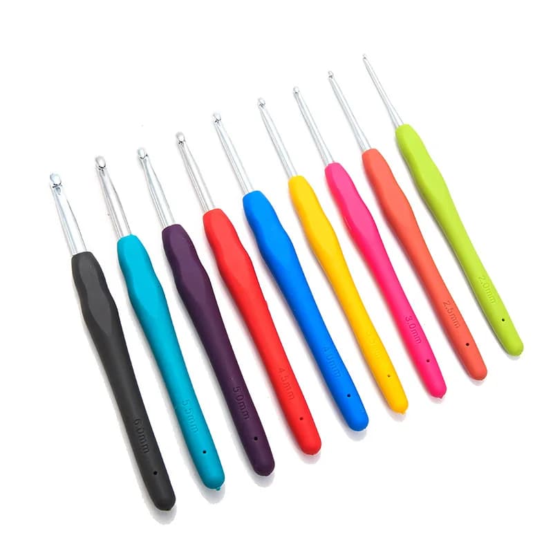 9 pezzi strumento per maglieria maglione ago TPR manico morbido alluminio uncinetto colore manico maglione sciarpa artigianale fai da te aghi da cucito per maglieria