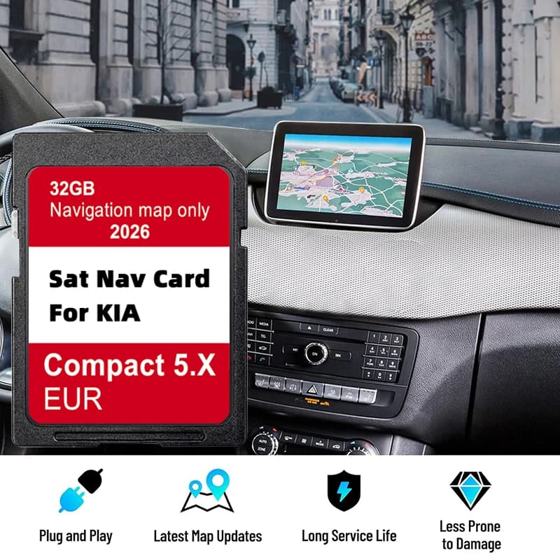 Aggiornamento Mappe GPS 2026 UE UK per KIA Carens Ceed Niro Optima Picanto Rio Soul Sportage Stonic, Scheda SD 32GB Compatta 5.X