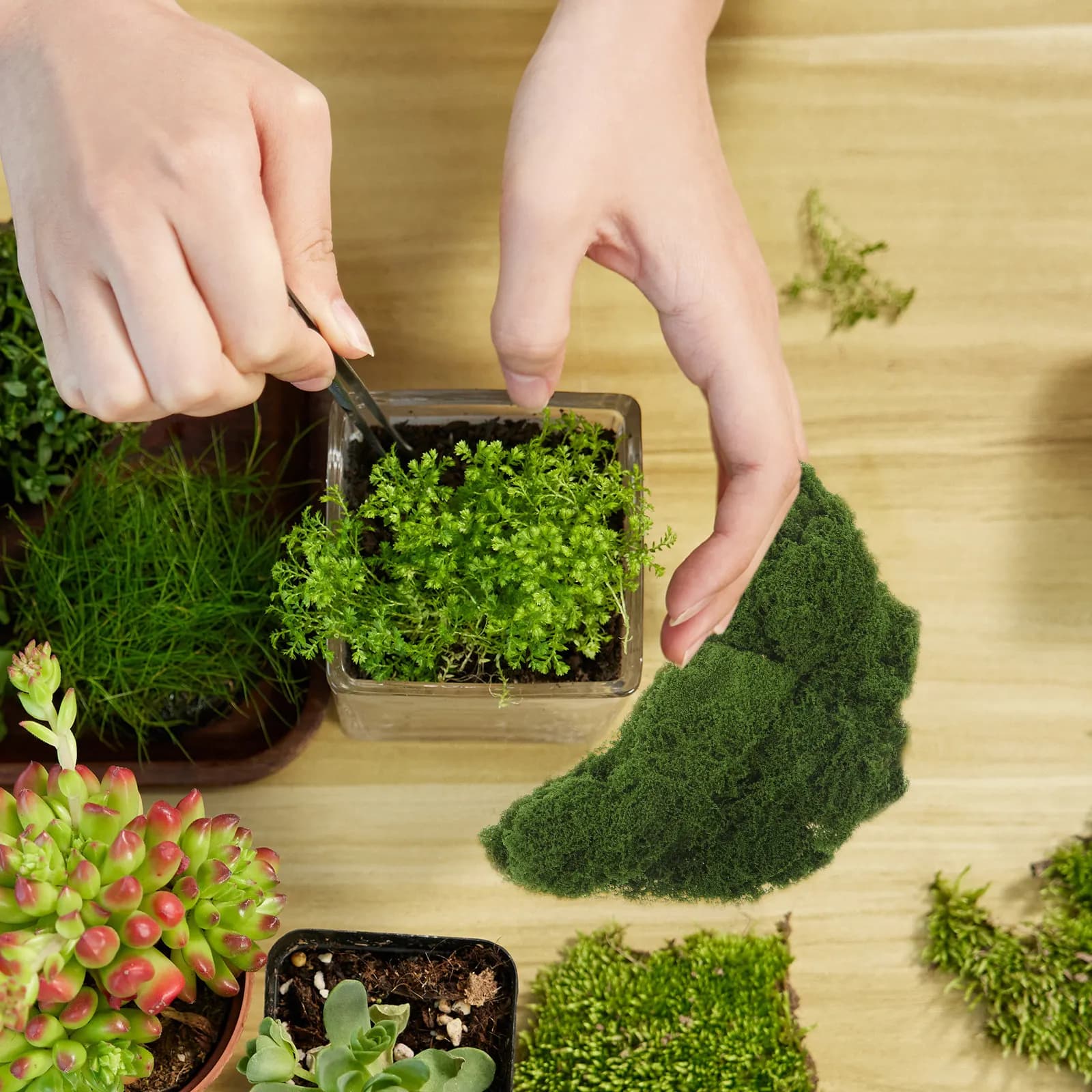 1 Pack of Realistic Artificial Nylon Musk for Bonsai Decoration, Plants in Vase, Lands, Home, Office, Garden, Walls and Tables