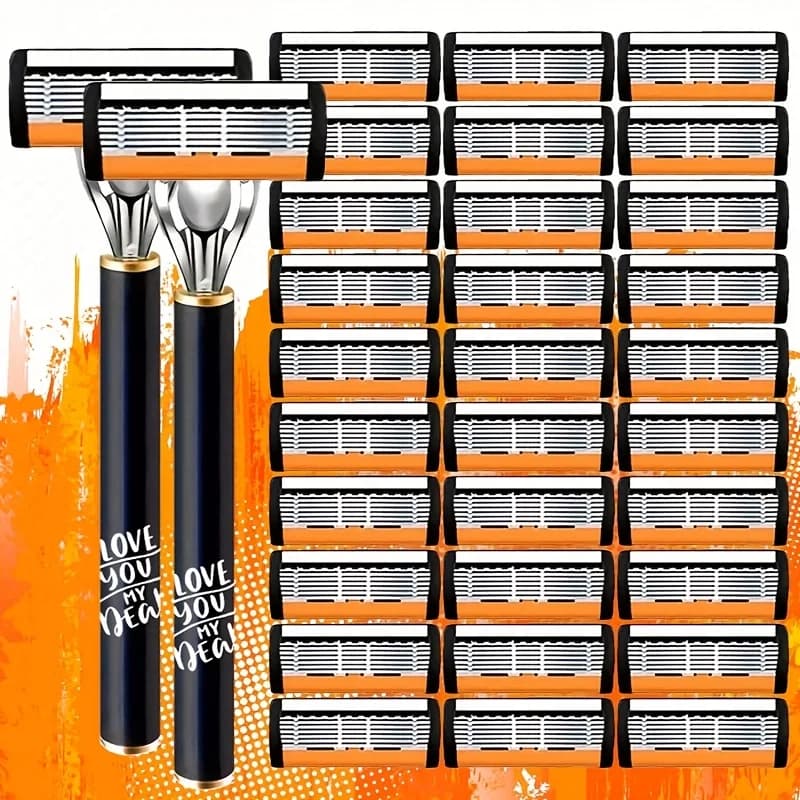 Rasoio Manuale a 6 Lame, Set di Rasoi di Sicurezza per Barba e Baffi