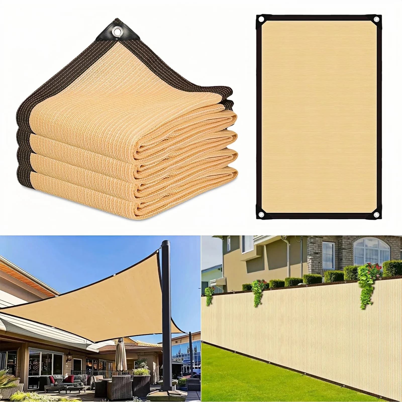 Rete parasole beige, facile da installare, rete parasole nera per balconi, cortili e piscine, tende da sole resistenti ai raggi UV