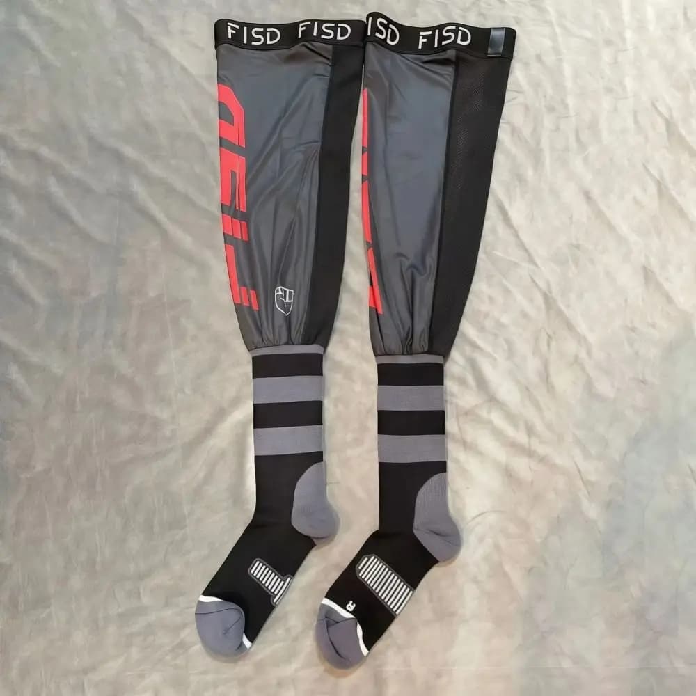 Ginocchiere Elastiche per Moto in Seta Ghiacciata Antiscivolo, Calze da Motocross con Fantasie Cool, Calze Sportive a Compressione per Moto