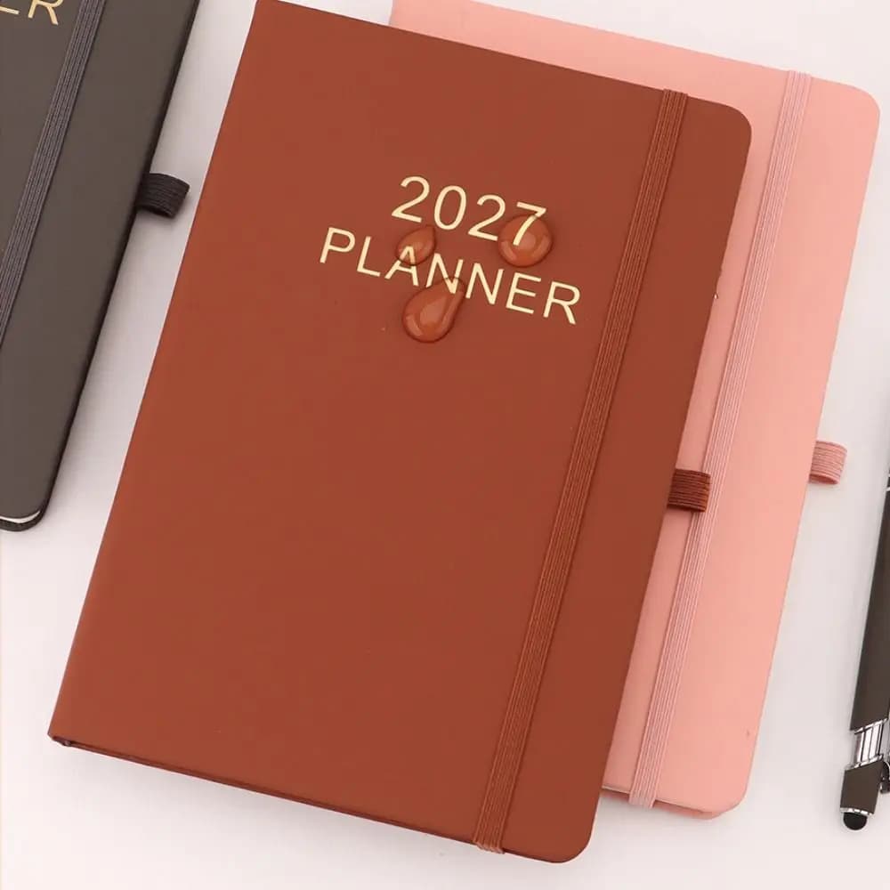 2027 A5 Notebooks Schedule Book 365 Day Planner Time Efficiency Manual PU Portable Diary To Do List Notepad Calendar Book
