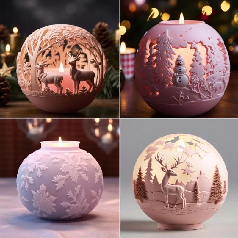 4Pcs Christmas Theme Silicone Molds for Candle Soap Christmas Decorations Home Ornaments Epoxy Resin Craft best sale